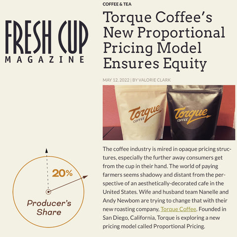 Fresh Cup: Torque Coffee’s New Proportional Pricing Model Ensures Equity